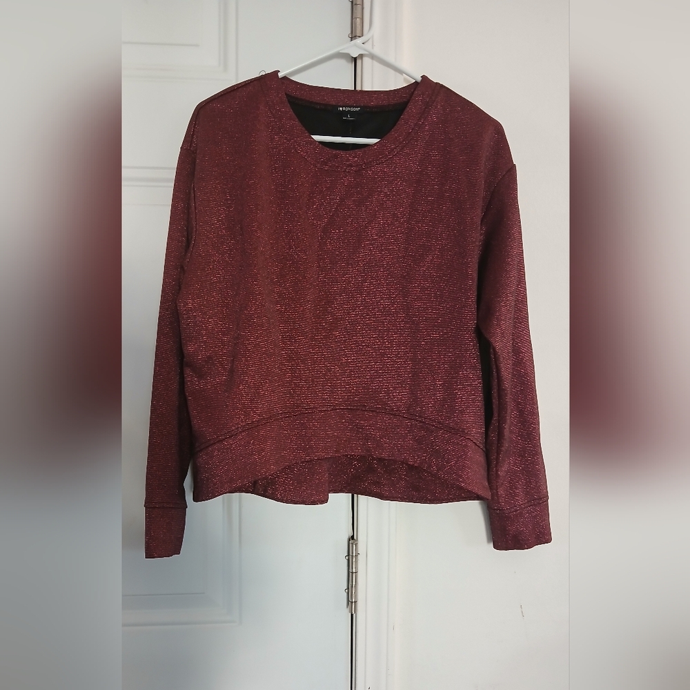 I LOVE RONSON Burgundy Long Sleeve Sweater METALIC
